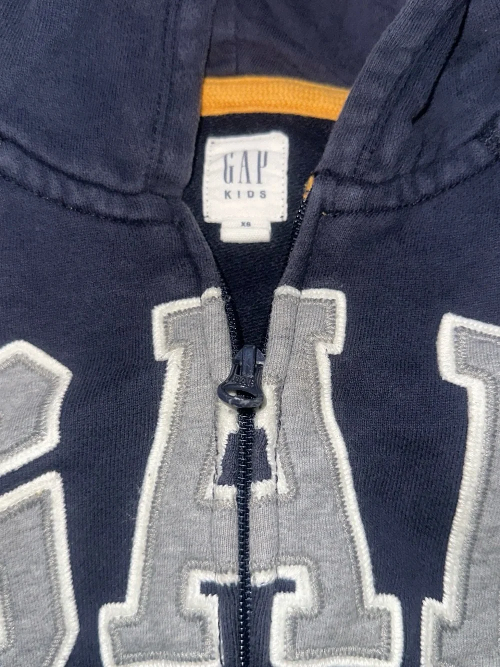 GAP Kids Navy Blue Hooded Zip Sweatshirt with White Applique